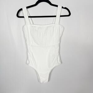 Free People x Peony White Pintucked One Piece Swimsuit AU 8 / US 4 No Tie Straps